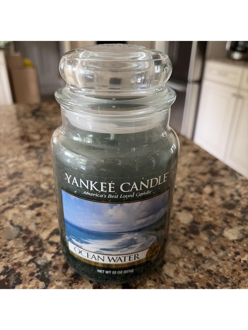 Yankee Candle Ocean Water 22 Oz Large Jar Candle White Label